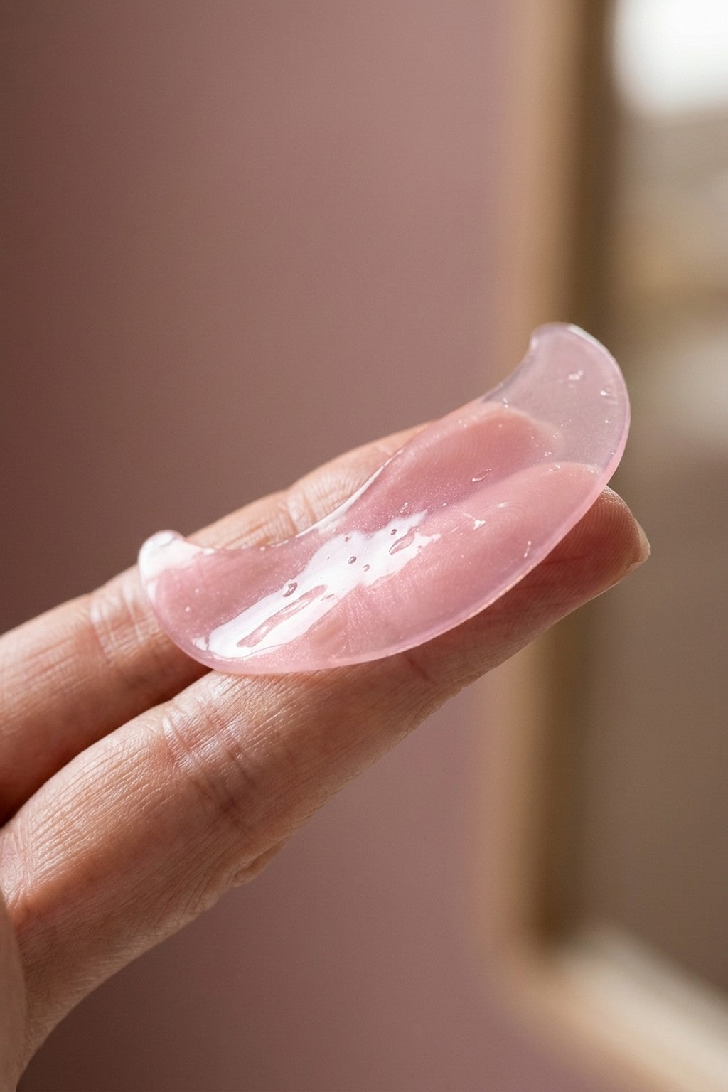 En ögonpatch i hydrogel på fingertoppen